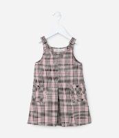 Salopete Infantil com Bolsinhos e Estampa Xadrez - Tam 1 a 6 Anos - 1