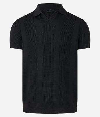 Camisa Polo em Tricô com Efeito de Listras