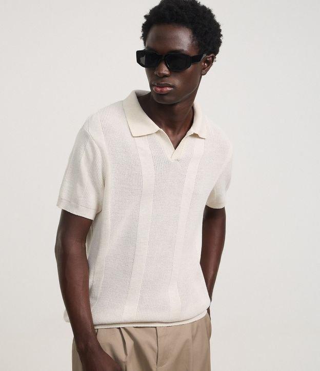 Camisa Polo em Tricô com Efeito de Listras - 2
