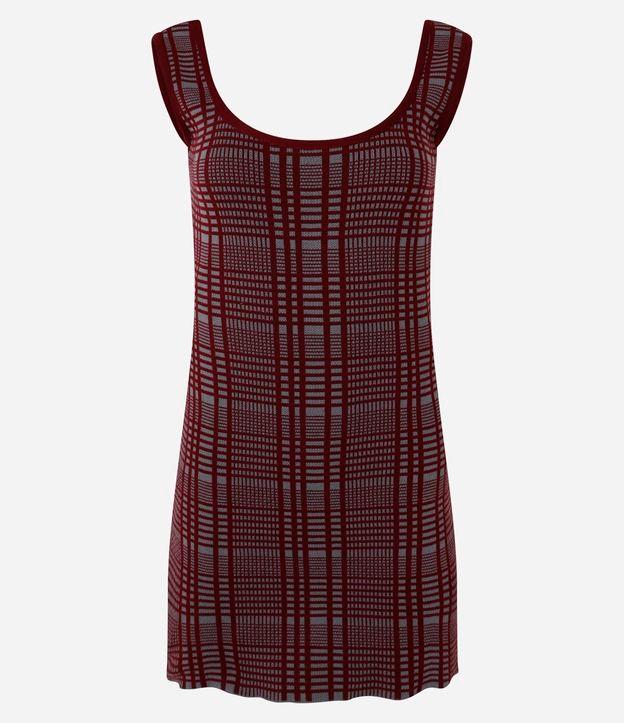 Vestido Curto em Tricô Xadrez com Alça Larga - 1