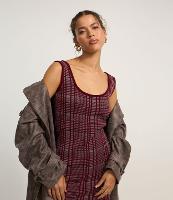 Vestido Curto em Tricô Xadrez com Alça Larga - 2