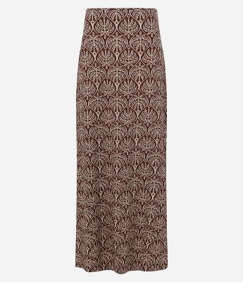 Saia New Midi em Viscose e Linho com Estampa Arabesco