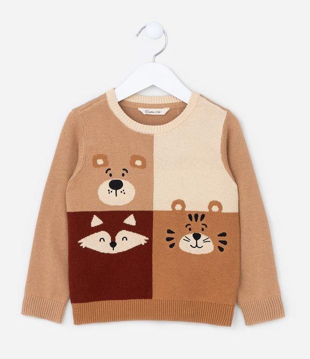 Suéter Infantil com Estampa Carinhas de Bicho - Tam 1 a 5 Anos - 1