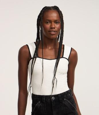 Body Texturizado com Viés Contrastante e Alça Larga