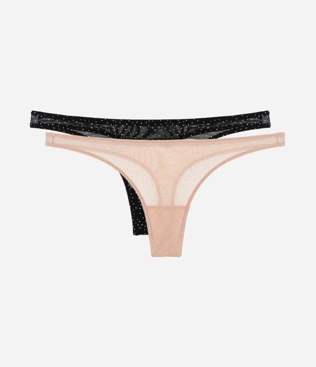 Kit 02 Calcinhas Biquíni Fio em Tule com Glitter - 1