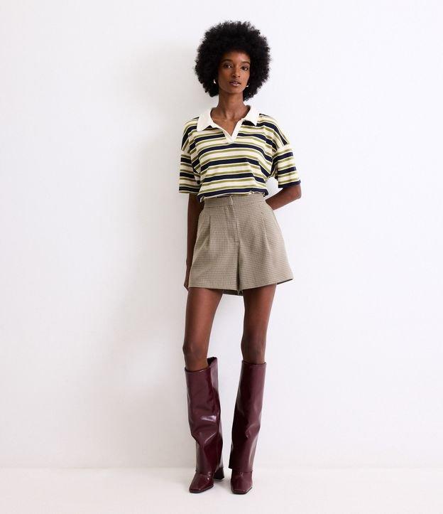 Camiseta Oversized Boxy em Algodão com Gola Polo e Listras - 2