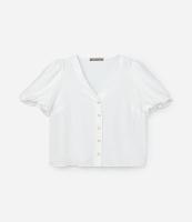 Blusa em Crepe com Botões e Manga Balonê  Curve & Plus Size - 1