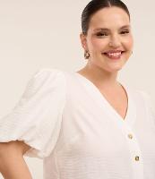 Blusa em Crepe com Botões e Manga Balonê  Curve & Plus Size - 2