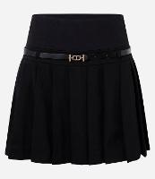 Saia Curta Alfaiatada com Cinto PU e Efeito Plissado - 1