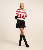 Saia Curta Alfaiatada com Cinto PU e Efeito Plissado - 2