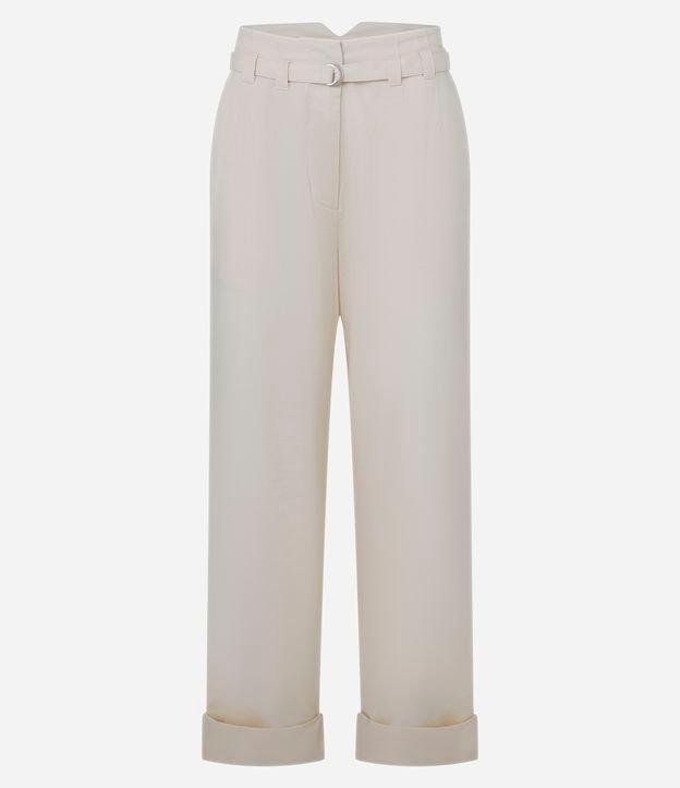 Calça Reta Alfaiatada em Algodão com Cinto Afivelado - 1