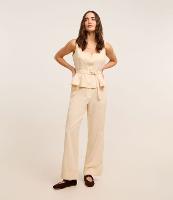 Calça Reta Alfaiatada em Algodão com Cinto Afivelado - 2