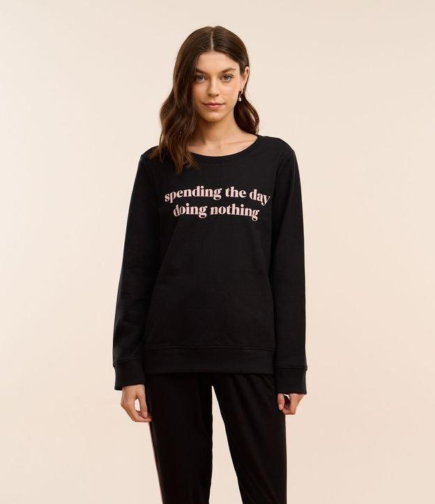 Blusa de Pijama em Algodão com Estampa Doing Nothing - 2