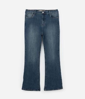 Calça Boot Cut Cintura Média Jeans Dirty Curve & Plus Size