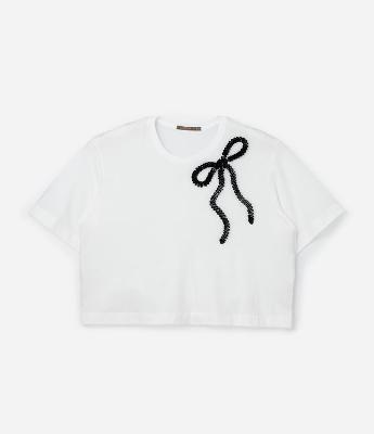 Camiseta em Algodão com Aplicação de Laço Curve & Plus Size