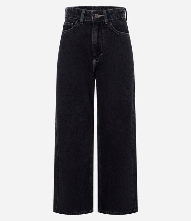 Calça Cropped Reta Jeans com Lavagem Clássica - 1