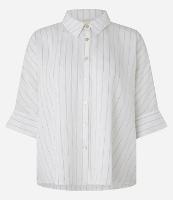 Camisa Oversized em Viscolinho Listrado com Fio Tinto - 1