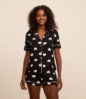 Pijama Short Doll em VIscolycra com Estampa Coração - 1