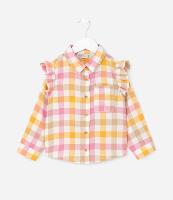 Camisa Infantil com Babados e Estampa Xadrez - Tam 1  A 5 - 1