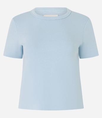 Blusa Básica Ajustada em Ribana com Gola Redonda