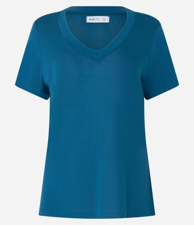 Blusa Básica em Viscose com Gola V em Ribana - 1