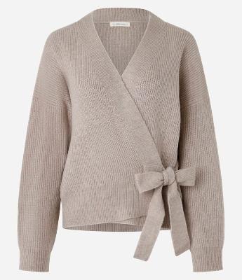 Suéter em Tricô com Transpasse com Amarração