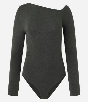 Body com Decote Assimétrico e Padronagem Mescla