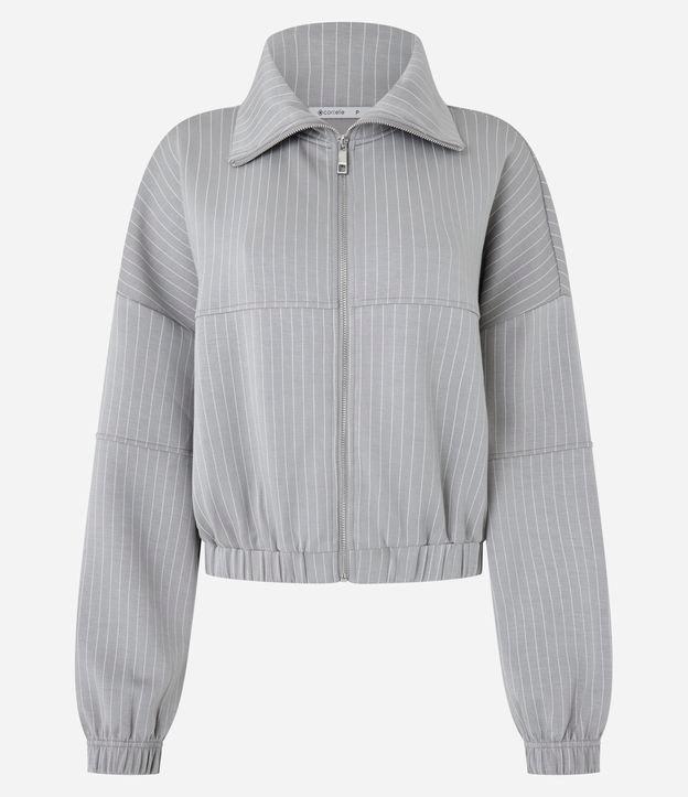 Casaco Bomber em Malha com Listras e Gola Lapela - 1