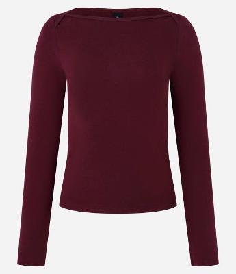 Blusa em Ribana com Detalhe Sobreposto no Ombro