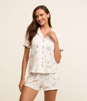 Pijama Short Doll Americano em Peach Touch com Estampa Girly - 1