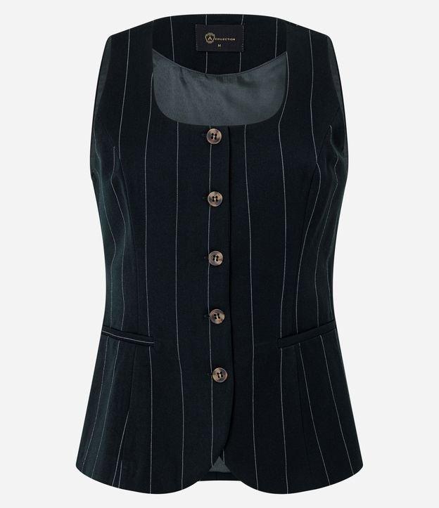 Colete Alfaiatado com Decote Quadrado e Riscas de Giz - 1