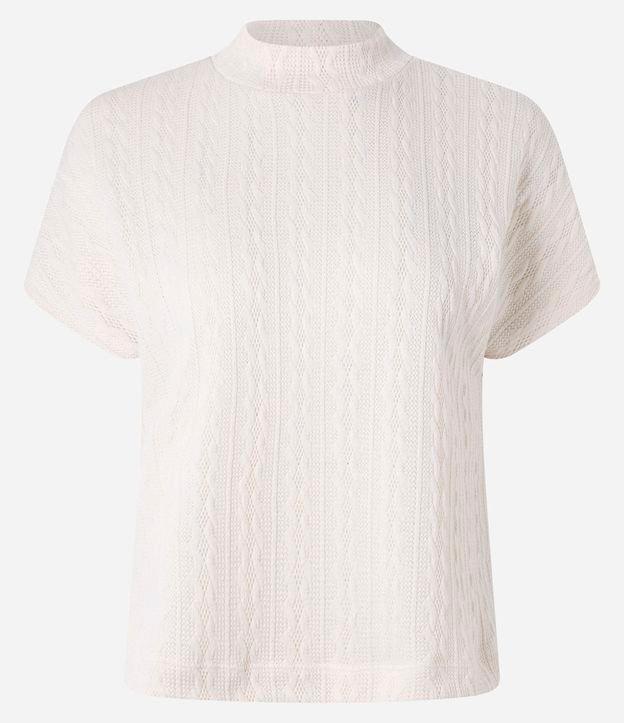 Blusa Texturizada com Golinha Alta e Manga Curta - 1