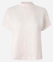 Blusa Texturizada com Golinha Alta e Manga Curta - 1