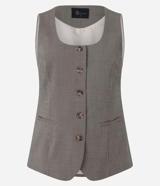 Colete Alfaiatado com Decote Quadrado e Estampa Pied de Poule - 1