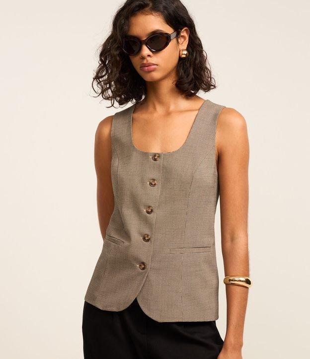 Colete Alfaiatado com Decote Quadrado e Estampa Pied de Poule - 2