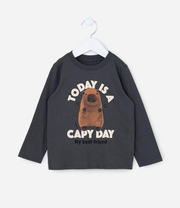 Camiseta Infantil com Estampa Capivara Capy Day - Tam 1 a 6 Anos - 1