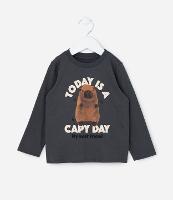 Camiseta Infantil com Estampa Capivara Capy Day - Tam 1 a 6 Anos - 1
