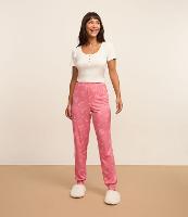 Pijama Longo em Ribana com Botões e Calça Estampada Girly - 1