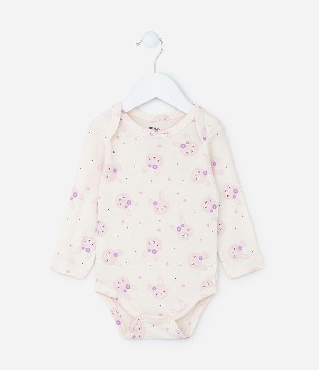 Body Infantil em Algodão com Estampa Coelhinhas - Tam RN a 18 meses - 1