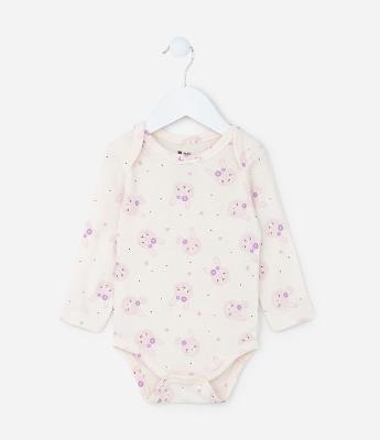 Body Infantil em Algodão com Estampa Coelhinhas - Tam RN a 18 meses
