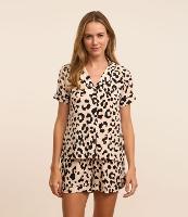 Pijama Americano Curto com Estampa Animal Print Onça - 1