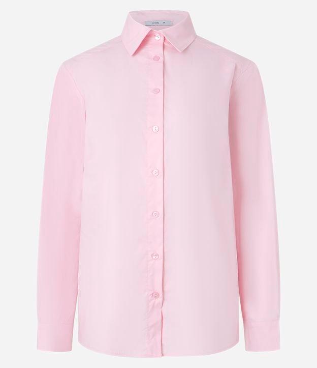 Camisa Oversized em Tricoline com Fio Tinto e Botões - 1