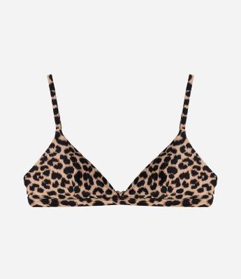 Biquíni Top Triangulo Fixo em Microfibra Estampado Animal Print Onça