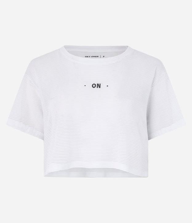 Camiseta Cropped Esportiva em Microfibra Texturizada e Estampa On - 1