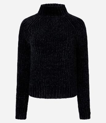 Blusão em Chenille com Gola Alta