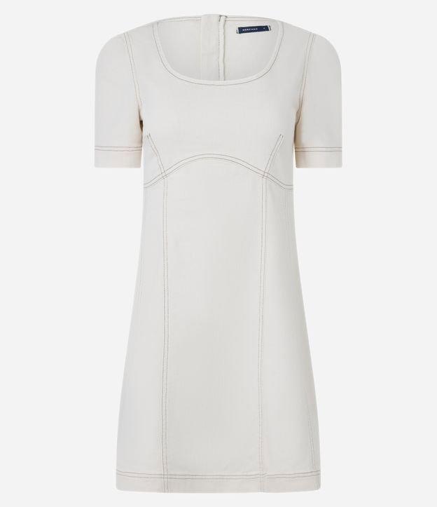 Vestido Curto em Sarja com Recortes e Zíper - 1