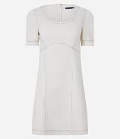 Vestido Curto em Sarja com Recortes e Zíper - 1