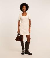 Vestido Curto em Sarja com Recortes e Zíper - 2