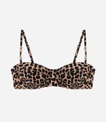 Biquíni Top Meia Taça em Microfibra Estampa Animal Print Onça
