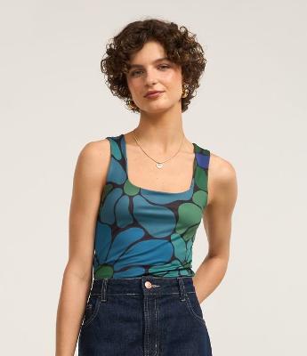 Regata em Microfibra com Estampa Floral Bold